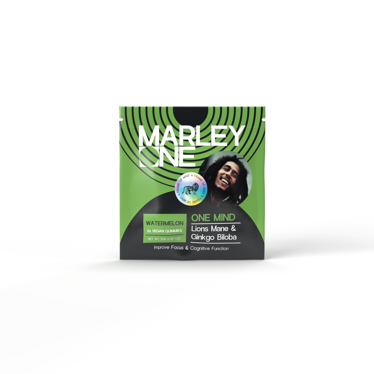 Marley One - Lions Mane & Gingko Biloba Vegan Gummy 2ct Bag - One Mind - Watermelon