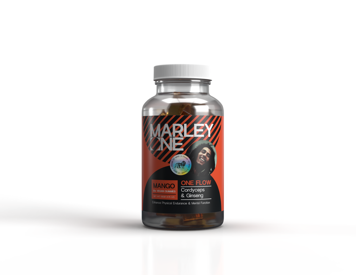 Marley One - Cordyceps & Ginseng Vegan Gummy 30ct Jar - One Flow - Mango